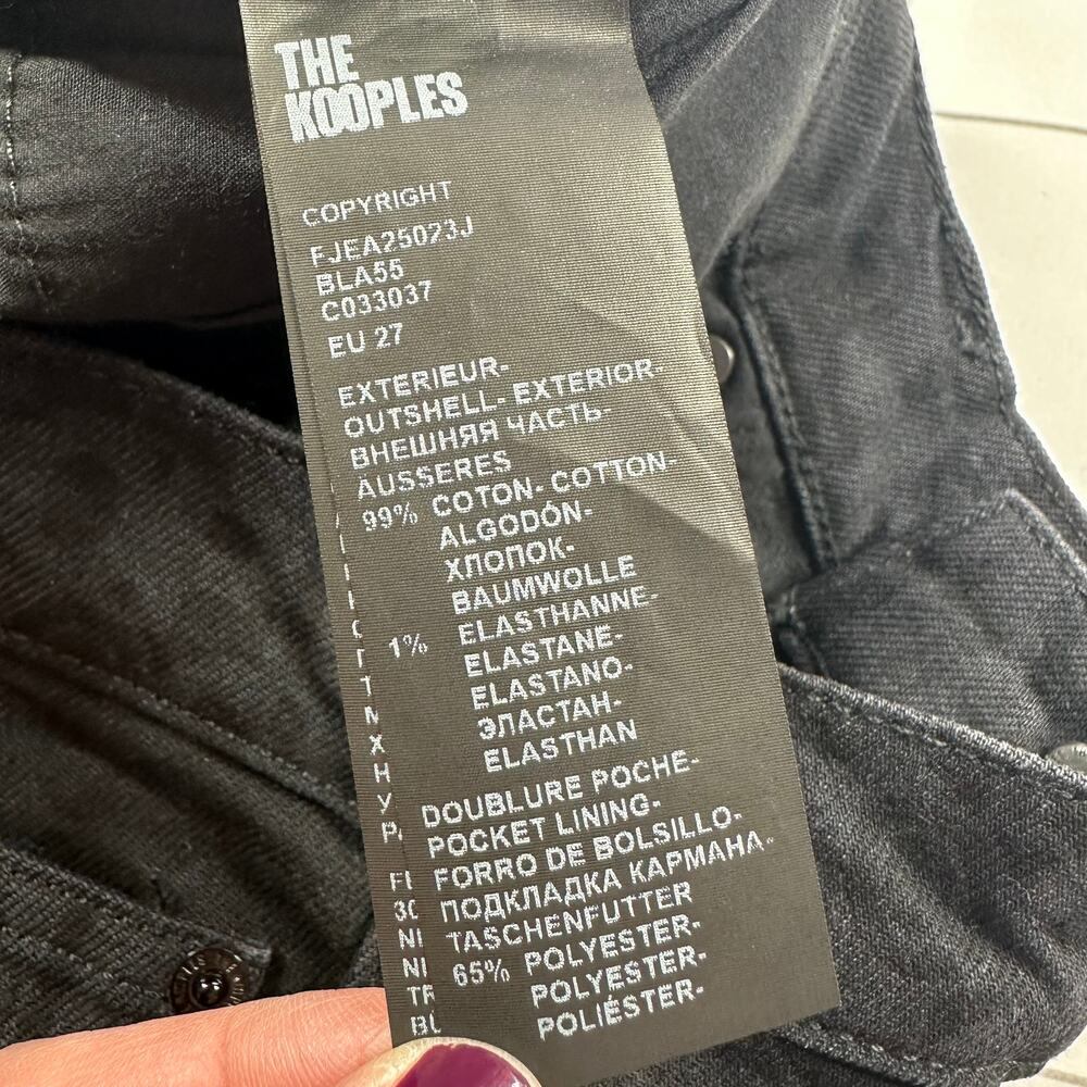 The Kooples Jeans Womens 27 Black Logo High Rise Flare Leg Button Fly Rock Edgy - Picture 5 of 13